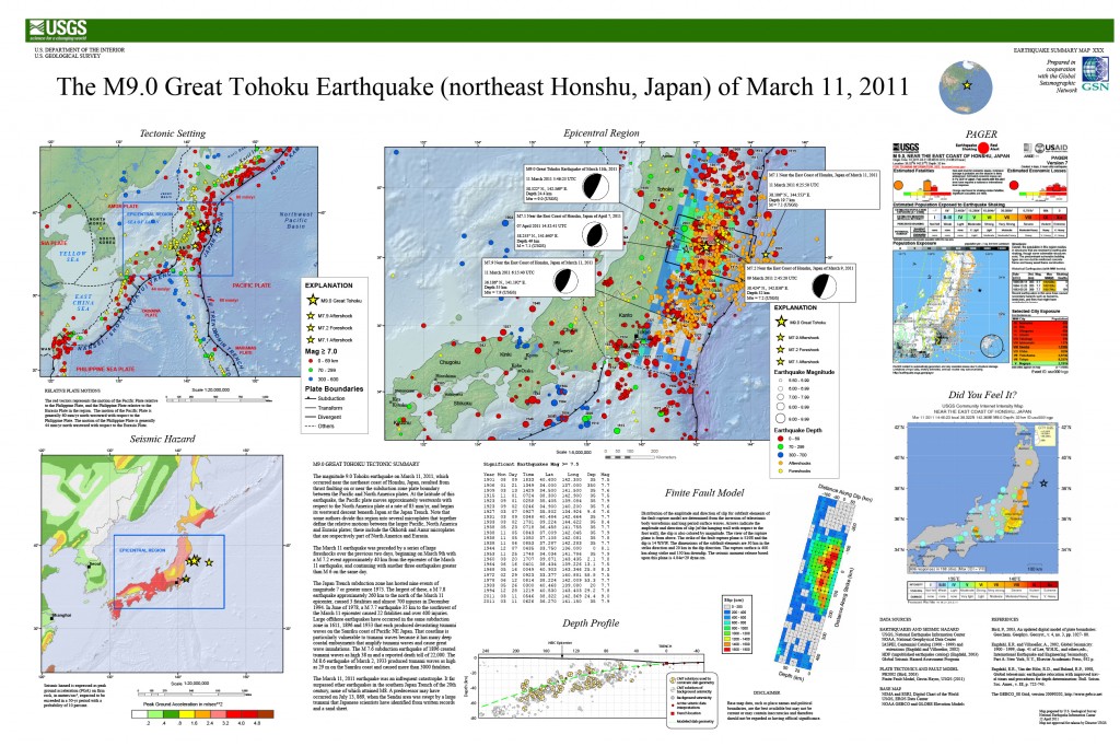 โปสเตอร์สรุปแผ่นดินไหว โดย USGS