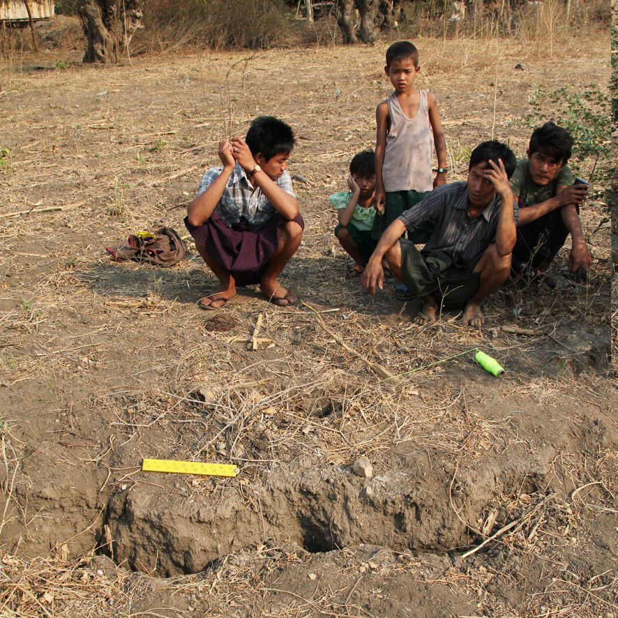 “Our field lies on the fault. The centre of the field subsided by over 1 metre during the earthquake. Our water well dried up so now we get water from the Ayeyarwaddy river, an hour’s walk away. The river is full of human waste so even now our health is at risk as a result of the earthquake.”